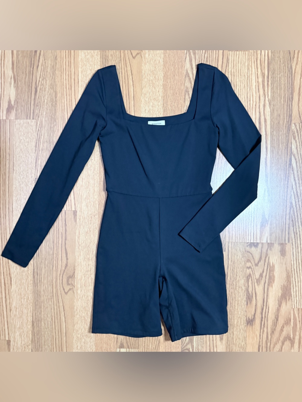 Babaton Black Long-Sleeve Square-Neck Romper